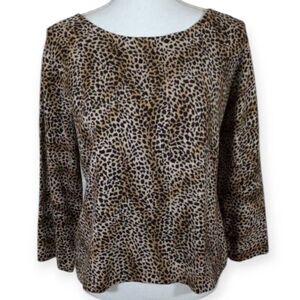 WORLD REPUBLIC CLOTHING CO. BLACK & TAN LEOPARD PRINT TOP SZ.XL EUC.